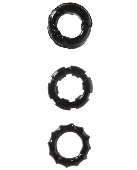 Malesation Stretchy Cock Rings - Pack Of 3 Black
