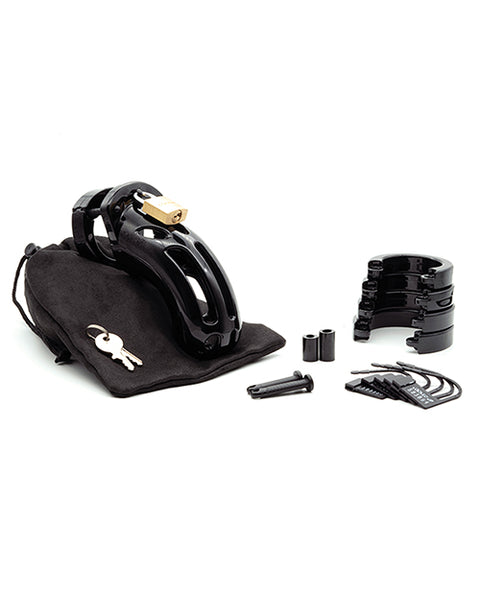 Cb-6000 3 3-4" Curved Cock Cage & Lock Set  - Black