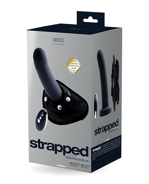 Vedo Strapped Rechargeable Vibrating Strap On - Just Black