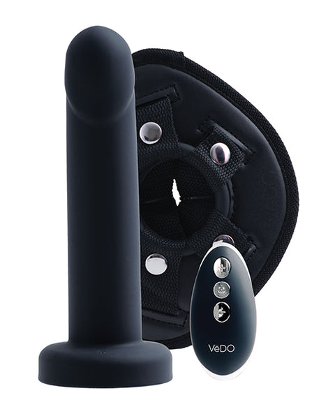 Vedo Strapped Rechargeable Vibrating Strap On - Just Black