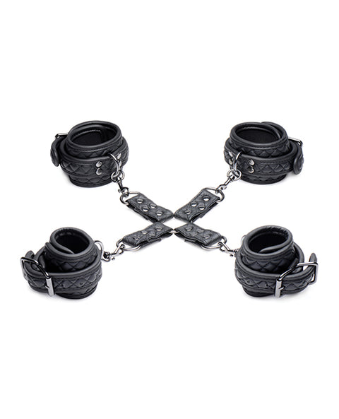 Master Series Concede Wrist & Ankle Restraint Set W-bonus Hog-tie Adaptor - Black