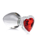 Booty Sparks Red Heart Gem Glass Anal Plug - Large