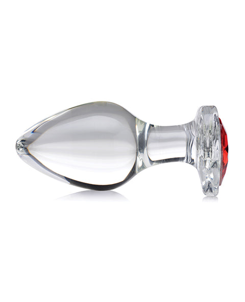Booty Sparks Red Heart Gem Glass Anal Plug - Large