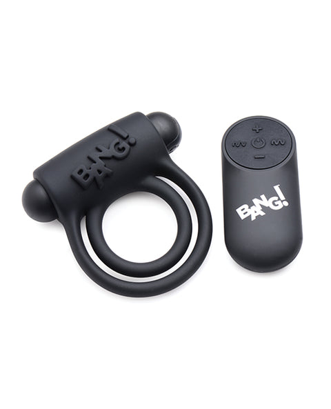 Bang! Vibrating Cock Ring & Bullet W-remote Control - Black