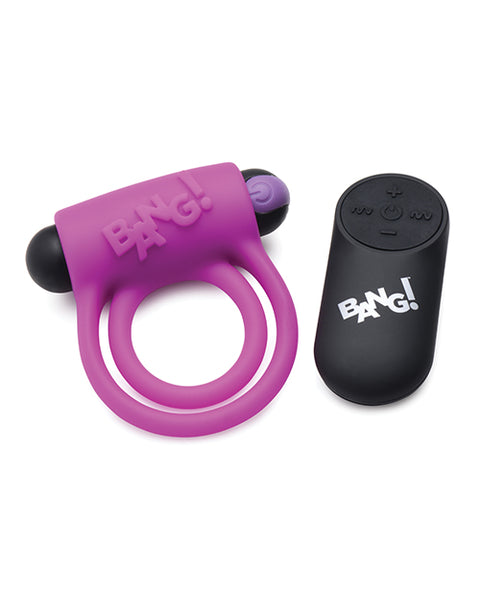 Bang! Vibrating Cock Ring & Bullet W-remote Control - Purple