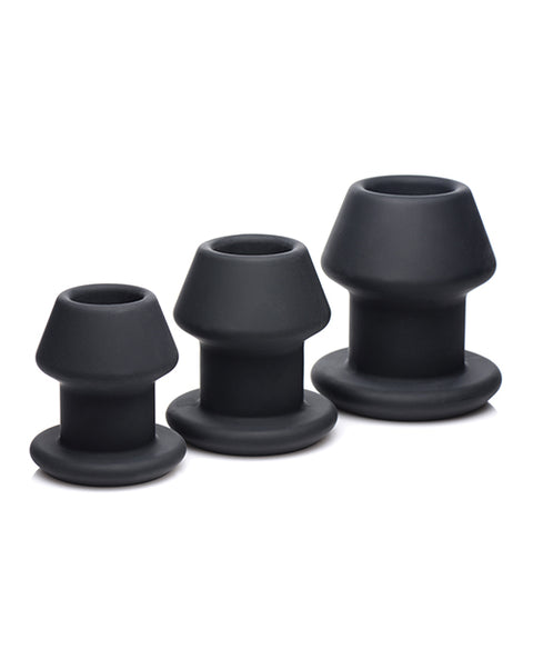 Master Series Gape-grommets 3 Pc Hollow Silicone Anal Dilator Set - Black