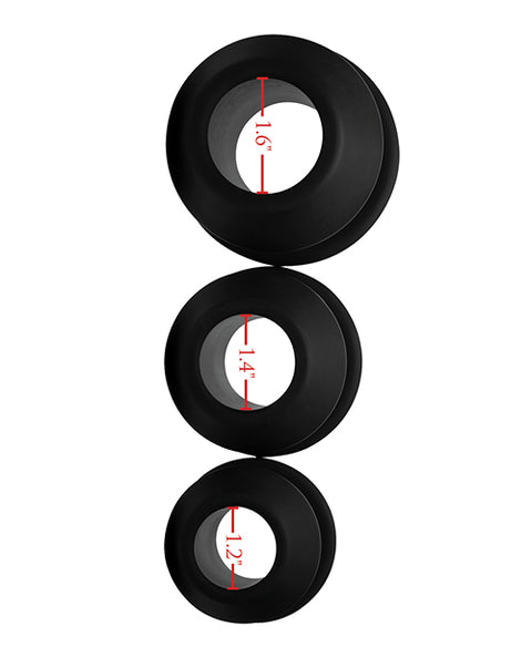 Master Series Gape-grommets 3 Pc Hollow Silicone Anal Dilator Set - Black
