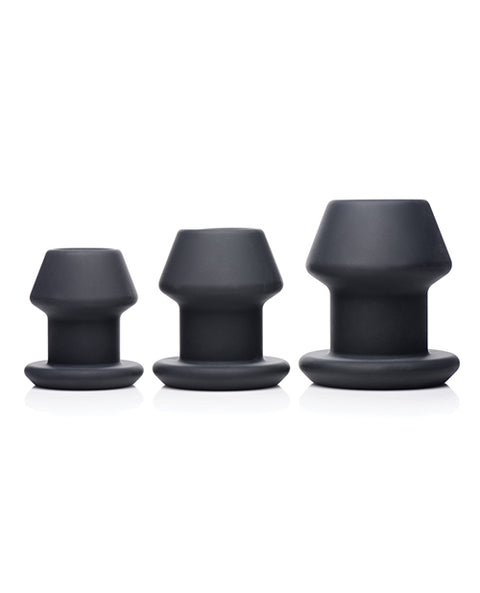 Master Series Gape-grommets 3 Pc Hollow Silicone Anal Dilator Set - Black