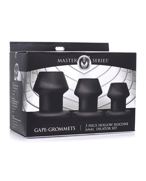 Master Series Gape-grommets 3 Pc Hollow Silicone Anal Dilator Set - Black