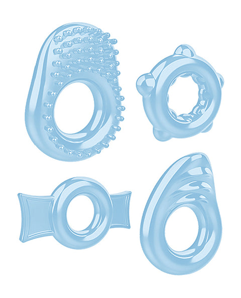 Zero Tolerance Ring A Ding Ding Set Of 4 Cock Rings - Blue